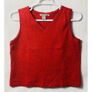 Faded Glory Women Sleeveless V-beck Knit Red Top Size XL Stretch